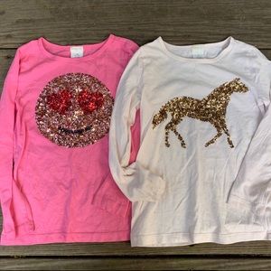 Crewcuts 2 Adorable LS Sequin Tees size 4-5!! 💝